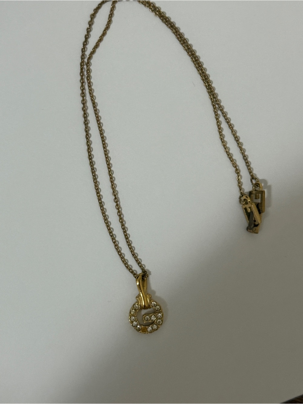 Givenchy Gold Crystal G Pendant Necklace